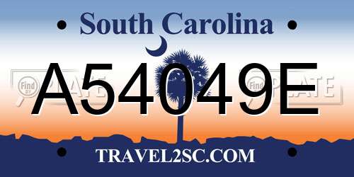 A54049E South Carolina License Plate