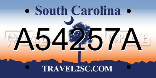 A54257A South Carolina License Plate