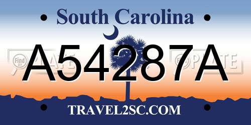 A54287A South Carolina License Plate