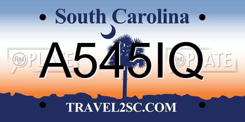 A545IQ South Carolina License Plate
