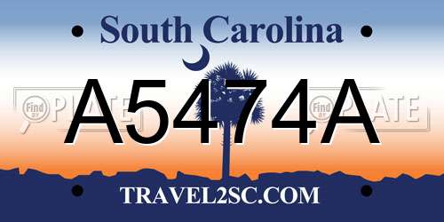 A5474A South Carolina License Plate