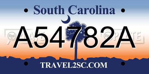 A54782A South Carolina License Plate