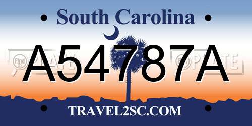 A54787A South Carolina License Plate