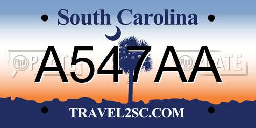 A547AA South Carolina License Plate