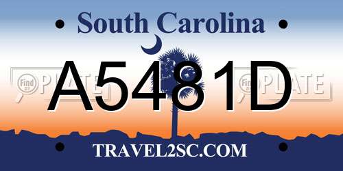 A5481D South Carolina License Plate
