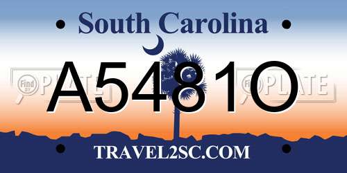A5481O South Carolina License Plate