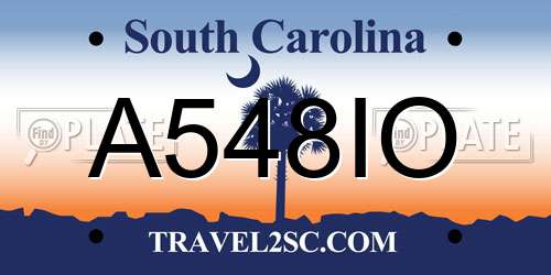 A548IO South Carolina License Plate