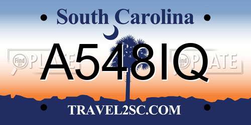 A548IQ South Carolina License Plate