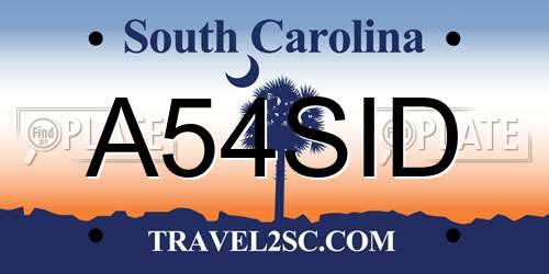 A54SID South Carolina License Plate