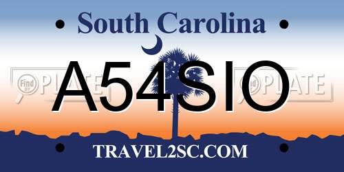 A54SIO South Carolina License Plate
