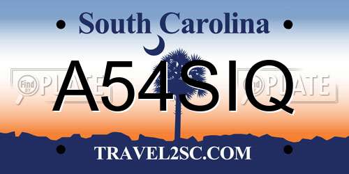 A54SIQ South Carolina License Plate