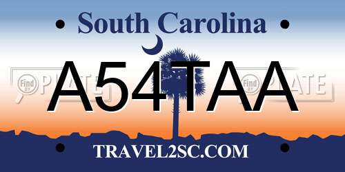 A54TAA South Carolina License Plate