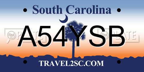 A54YSB South Carolina License Plate