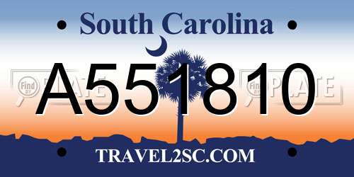 A551810 South Carolina License Plate