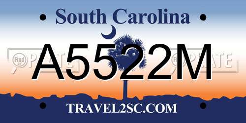 A5522M South Carolina License Plate