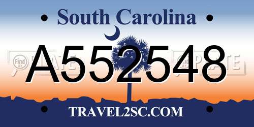 A552548 South Carolina License Plate