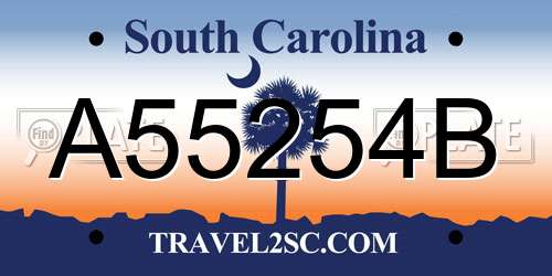 A55254B South Carolina License Plate