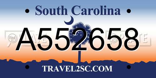 A552658 South Carolina License Plate