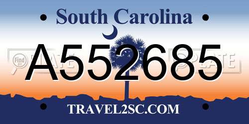A552685 South Carolina License Plate