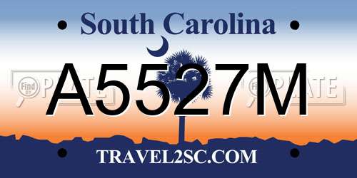 A5527M South Carolina License Plate