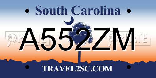 A552ZM South Carolina License Plate