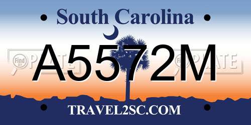 A5572M South Carolina License Plate