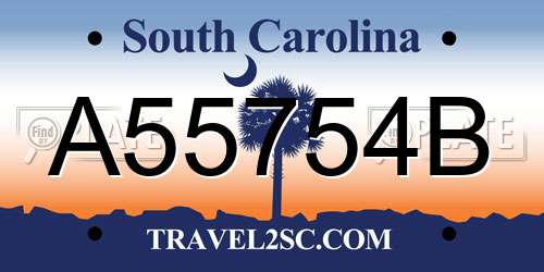 A55754B South Carolina License Plate