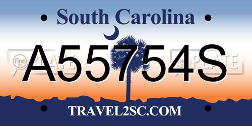 A55754S South Carolina License Plate