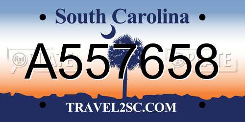 A557658 South Carolina License Plate