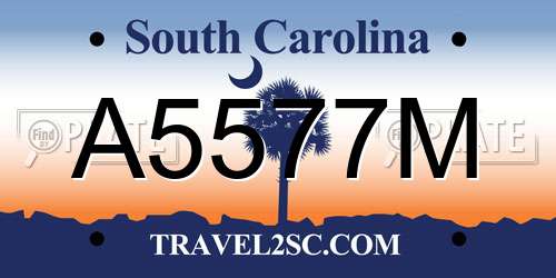 A5577M South Carolina License Plate