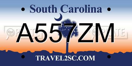 A557ZM South Carolina License Plate