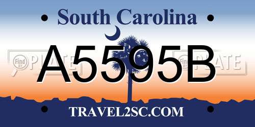 A5595B South Carolina License Plate