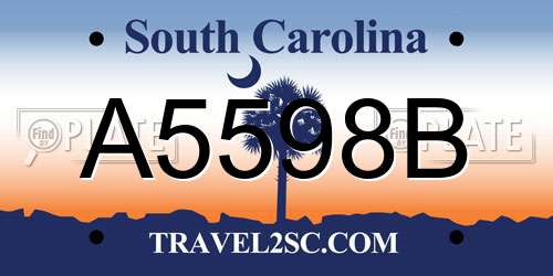 A5598B South Carolina License Plate