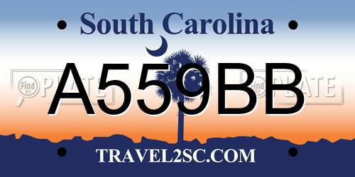 A559BB South Carolina License Plate