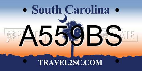 A559BS South Carolina License Plate