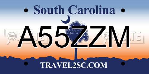 A55ZZM South Carolina License Plate