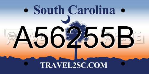 A56255B South Carolina License Plate