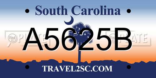 A5625B South Carolina License Plate