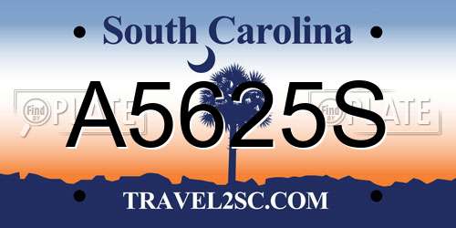 A5625S South Carolina License Plate