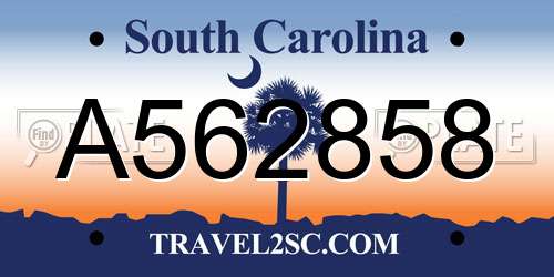 A562858 South Carolina License Plate