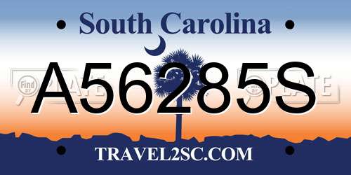A56285S South Carolina License Plate