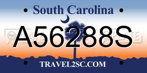 A56288S South Carolina License Plate