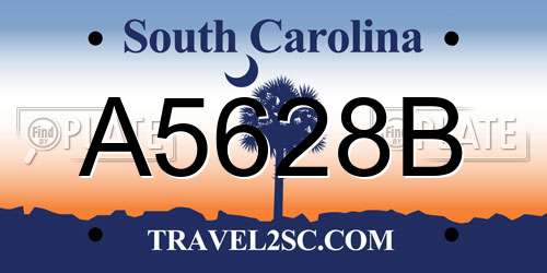 A5628B South Carolina License Plate