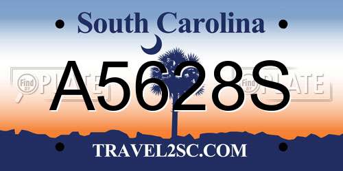 A5628S South Carolina License Plate