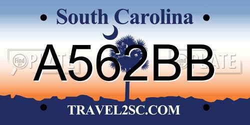 A562BB South Carolina License Plate
