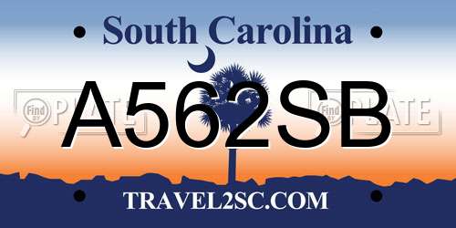 A562SB South Carolina License Plate