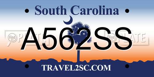 A562SS South Carolina License Plate
