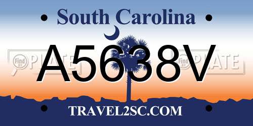 A5638V South Carolina License Plate