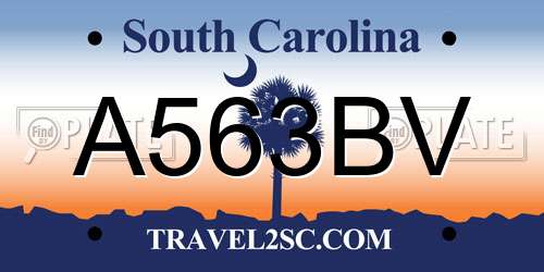 A563BV South Carolina License Plate