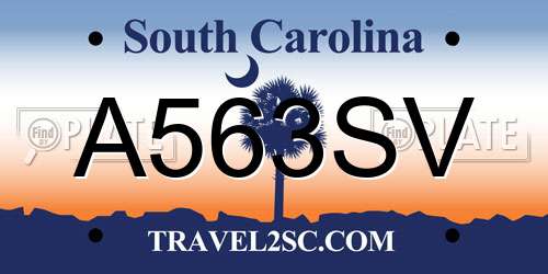 A563SV South Carolina License Plate